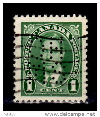 Canada 1937 1 Cent Mufti Issue Issue #OA231  5 Hole Perfin - Perfins