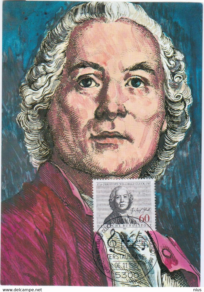 Germany Deutschland 1987 Composer Compositeur Music Musique Musik, Christoph Willibald Gluck, Bonn Card Maximum - 1981-2000