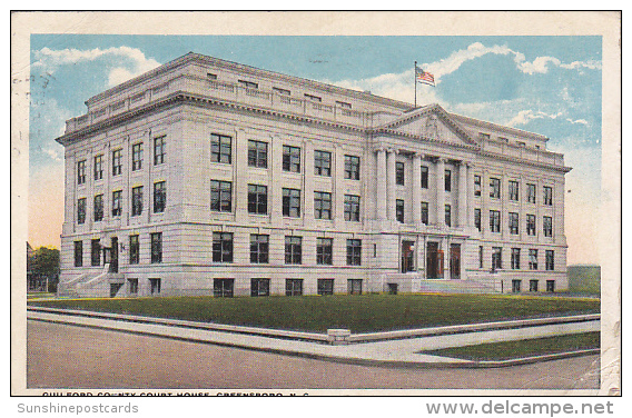 Guilford County Court House Greensboro North Carolina 1921 Curteich - Greensboro