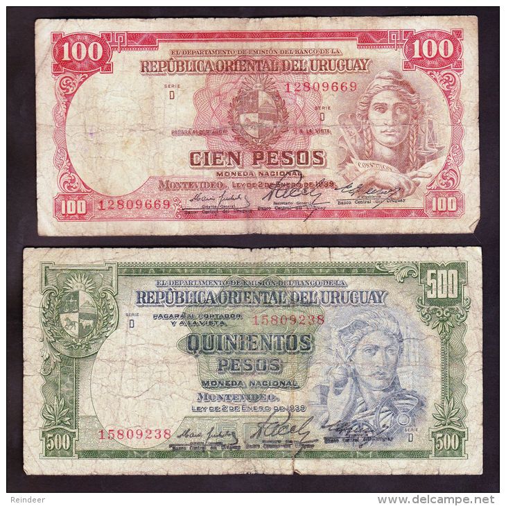 * URUGUAY 1967: 2 Billetes Provisorios - Uruguay