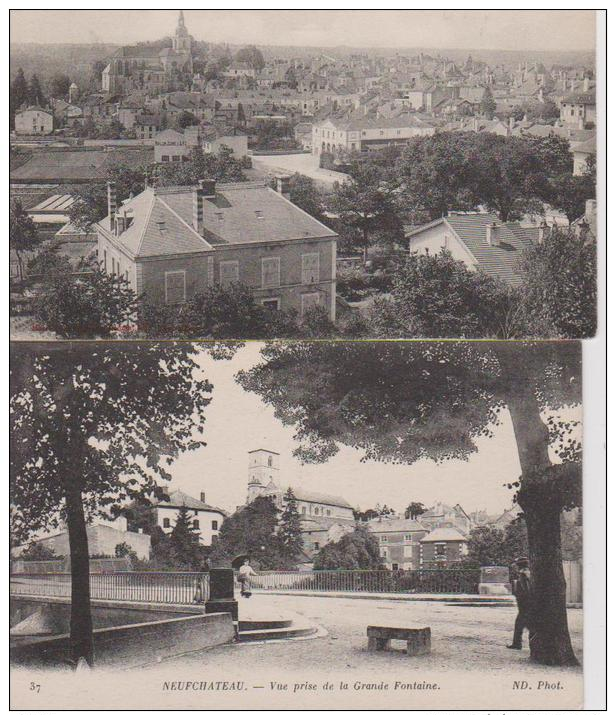 88=NEUFCHATEAU....2 CP.... Vue Générale Et Vue Prise De La Grande Fontaine - Neufchateau