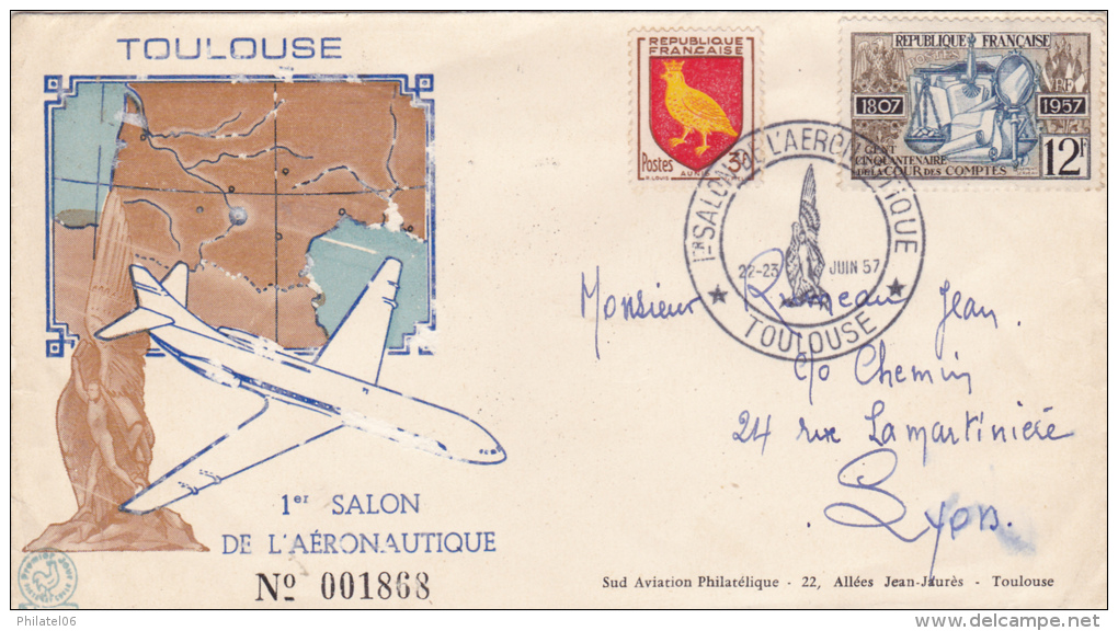 TOULOUSE  SALON DE L'AERONAUTIQUE  1957 TIRAGE 2000 - Avions