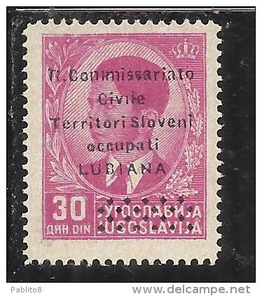 OCCUPAZIONE ITALIANA ITALY ITALIA LUBIANA 1941 R.  COMMISSARIATO 30 D MNH - Lubiana