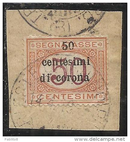 TRENTO E TRIESTE 1919 SOPRASTAMPATO D'ITALIA OVERPRINTED ITALY TASSE TAXES SEGNATASSE 50 CENT. SU 50 C TIMBRATO USED - Trente & Trieste