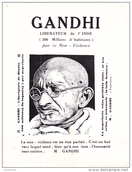 GANDHI,libérateur De L'inde Par La Non Violence,pacifiste,liberi Ginto De Hindio,rare,inde,hindous, Hindouiste,hindouism - Inde