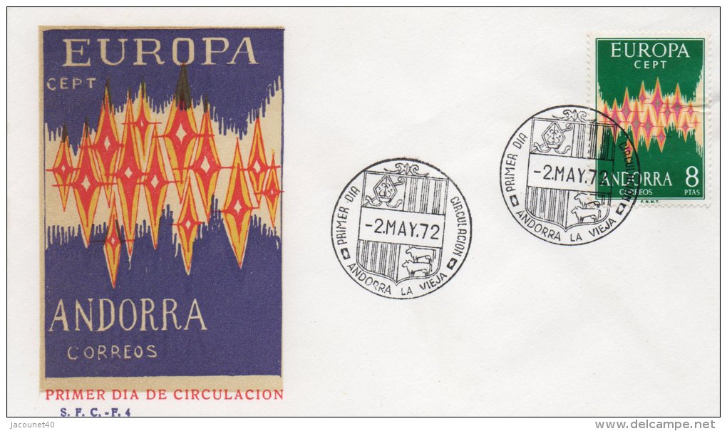 Andorre  Europa  1972 Espagnol 1er Jour 2 Mai 1972 - Usados