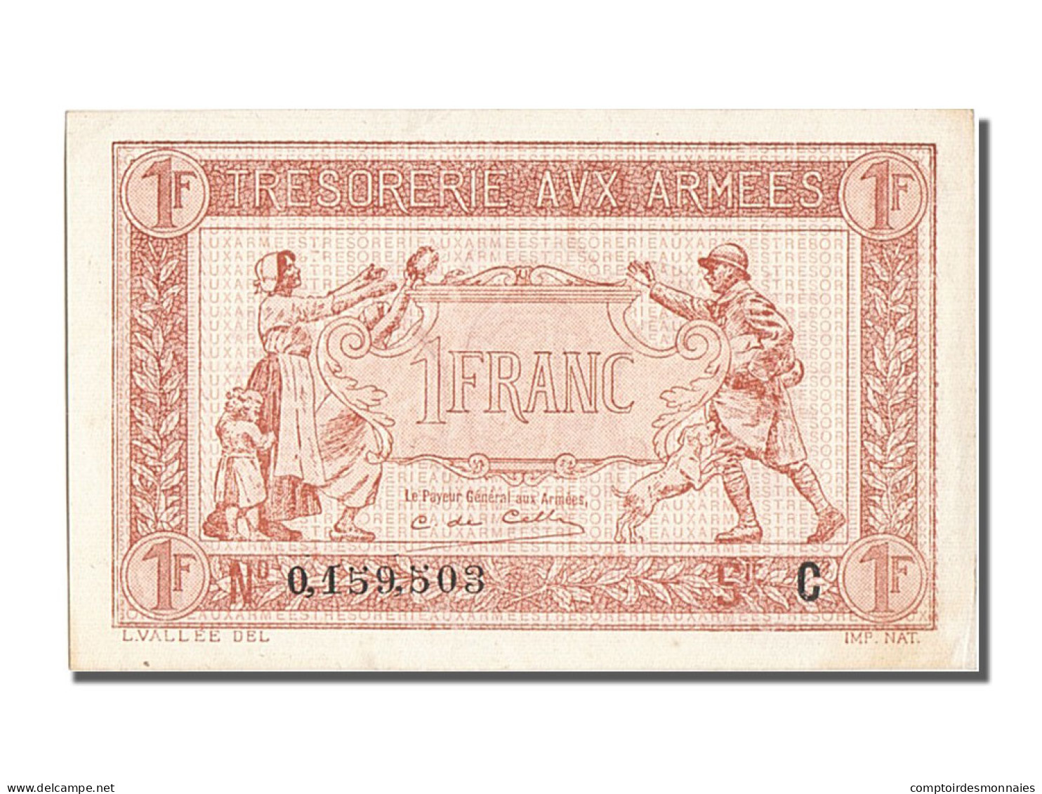 Billet, France, 1 Franc, 1917-1919 Army Treasury, 1917, SPL, Fayette:VF03.03 - 1917-1919 Trésorerie Aux Armées