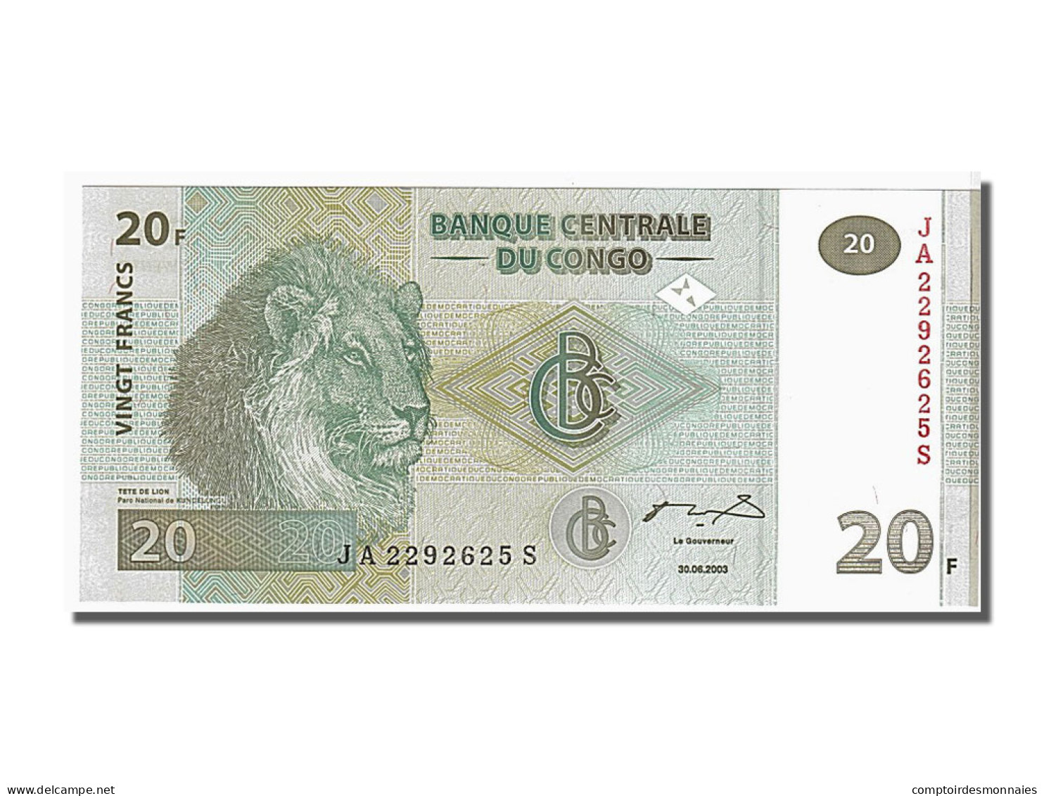 Billet, Congo Democratic Republic, 20 Francs, 2003, KM:94a, NEUF - República Democrática Del Congo & Zaire