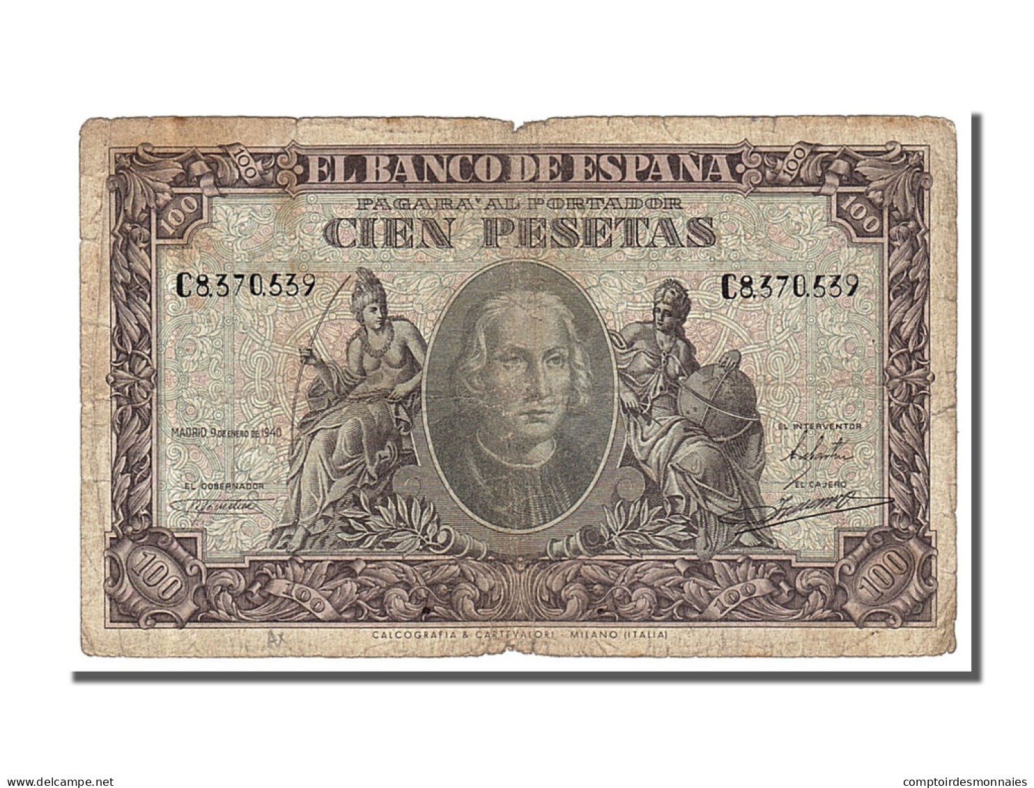 Billet, Espagne, 100 Pesetas, 1940, 1940-01-09, TB - 100 Peseten