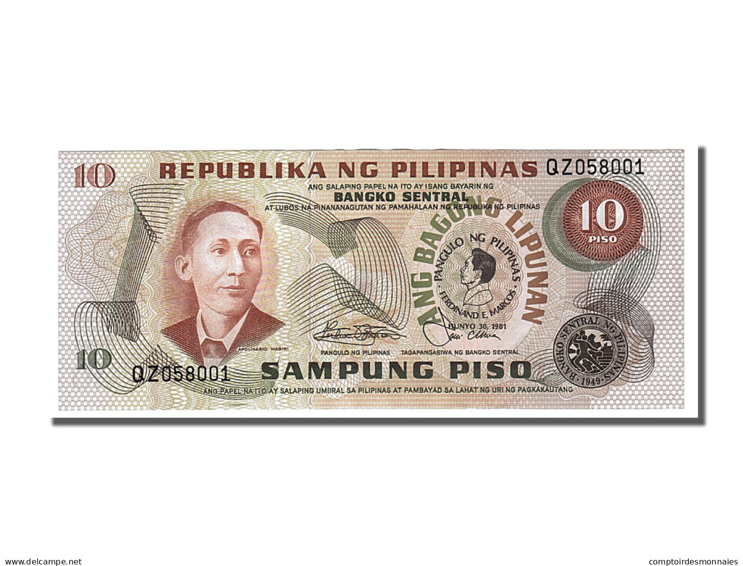 Billet, Philippines, 10 Piso, 1981, 1981-06-30, NEUF - Philippines