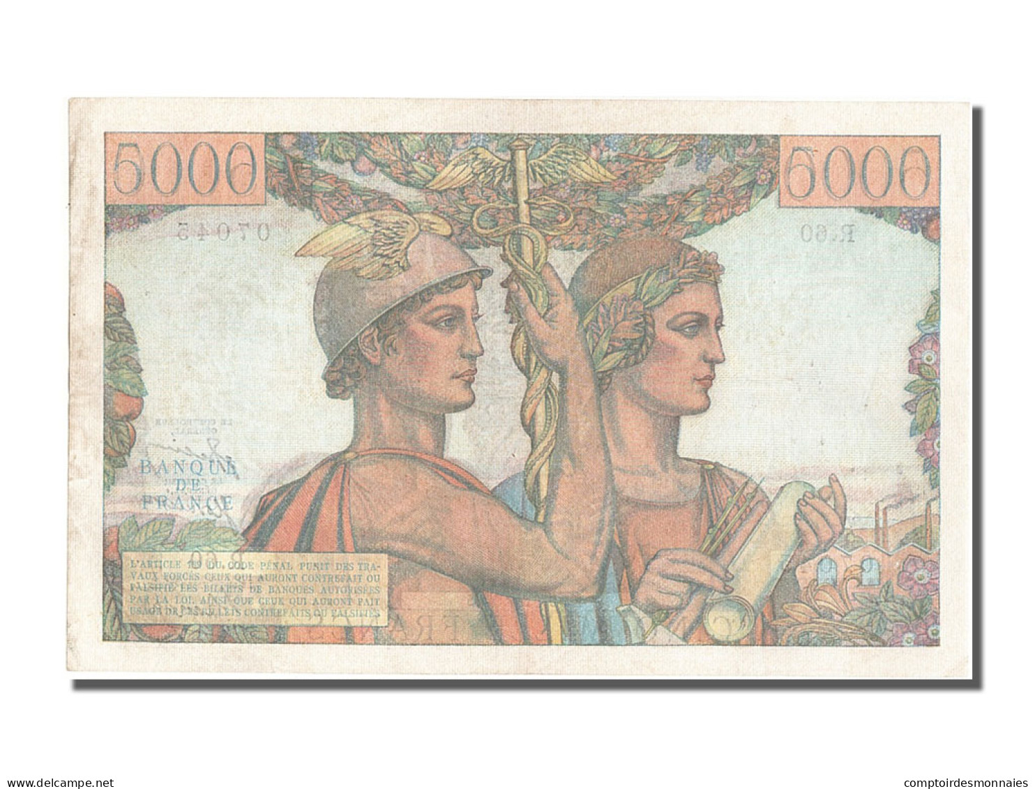 Billet, France, 5000 Francs, 5 000 F 1949-1957 ''Terre Et Mer'', 1951 - 5 000 F 1949-1957 ''Terre Et Mer''