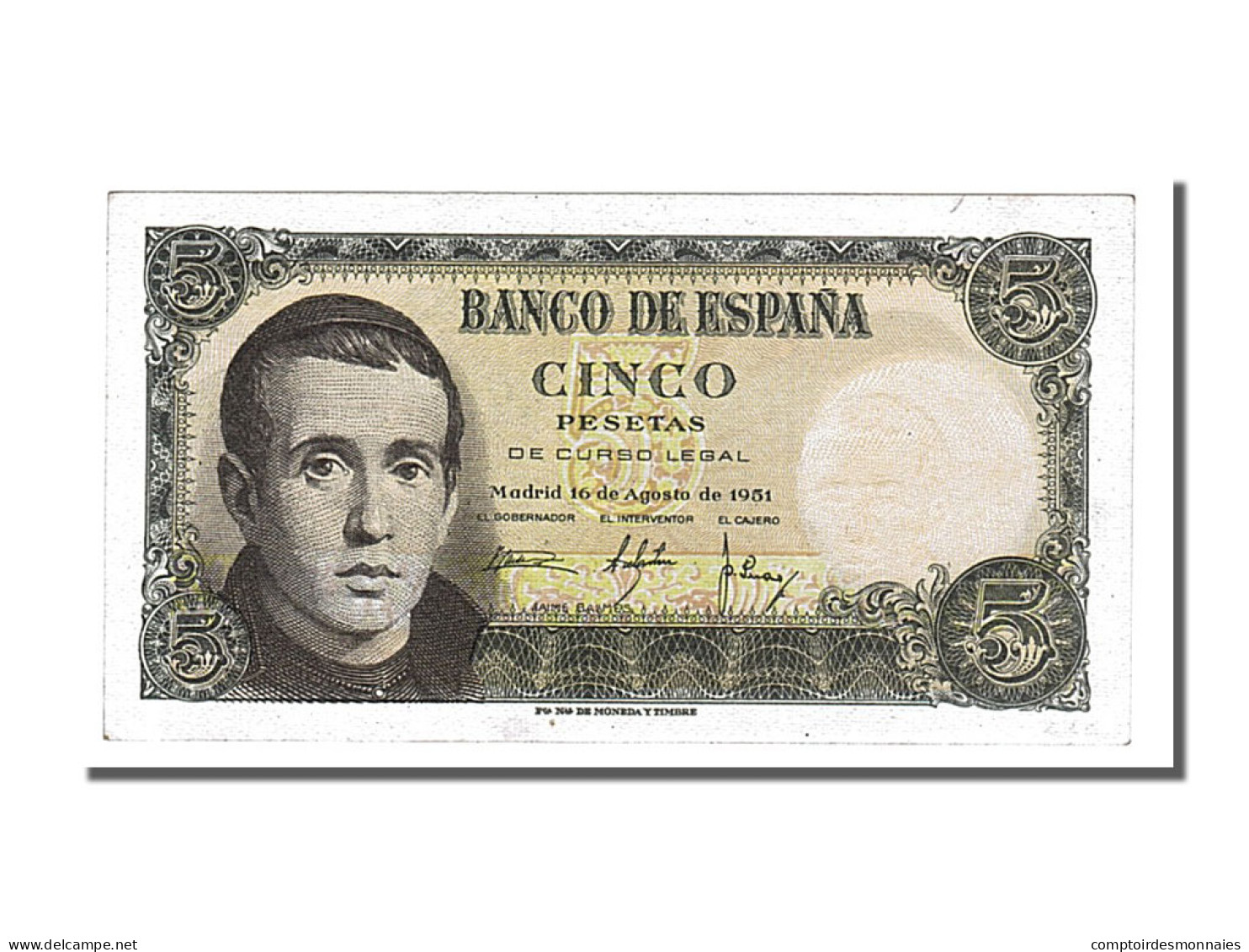 Billet, Espagne, 5 Pesetas, 1951, 1951-08-16, SPL - 5 Pesetas