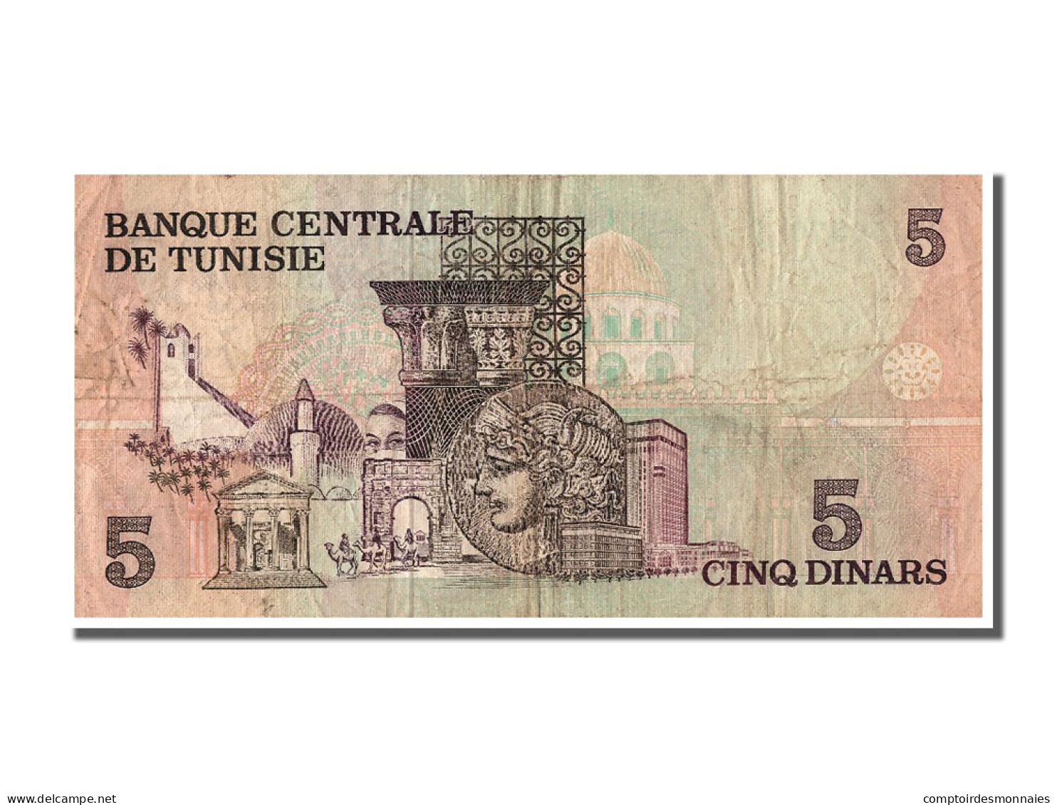 Billet, Tunisie, 5 Dinars, 1973, 1973-10-15, TB+ - Tunisie