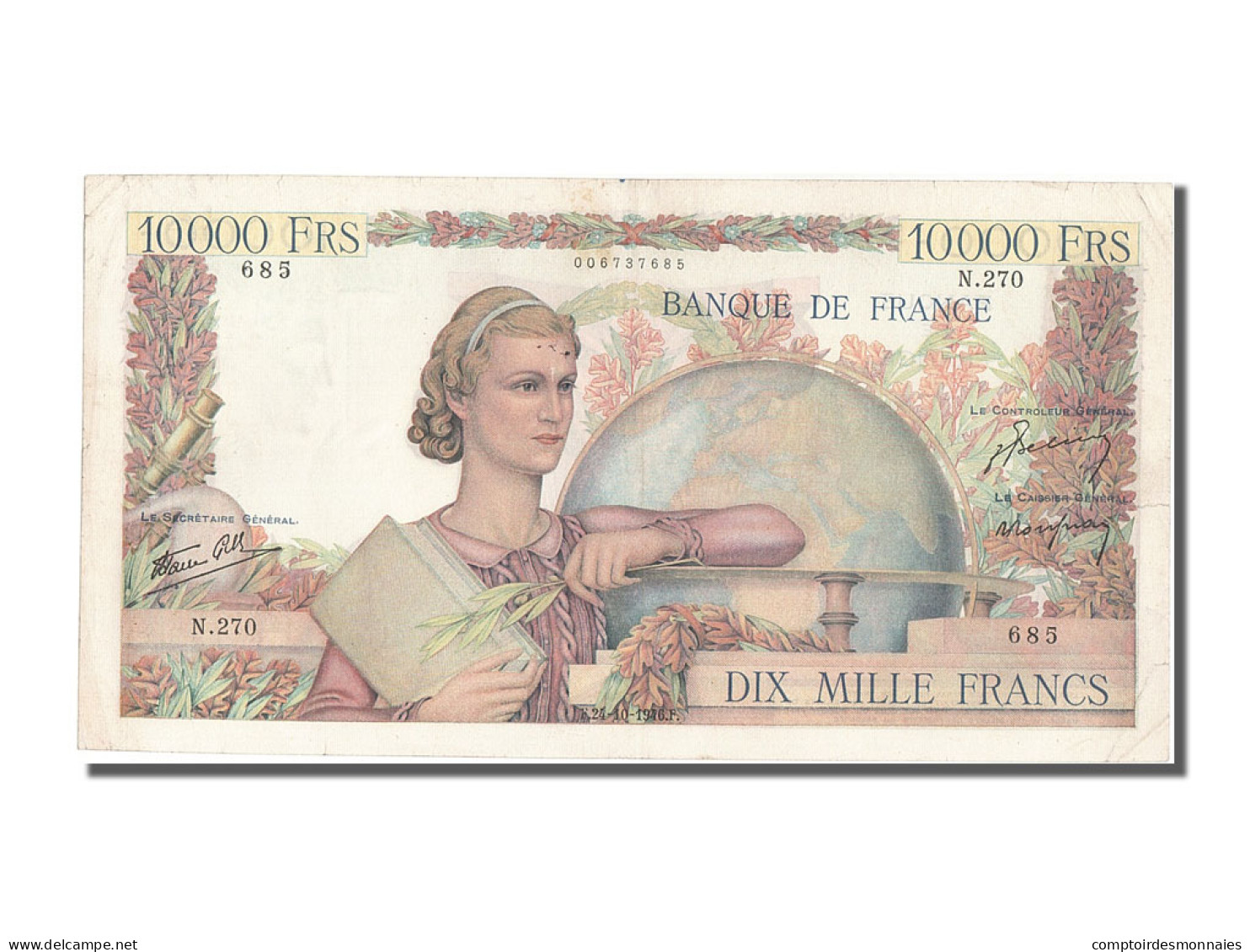 Billet, France, 10,000 Francs, 10 000 F 1945-1956 ''Génie Français'', 1946 - 10 000 F 1945-1956 ''Génie Français''