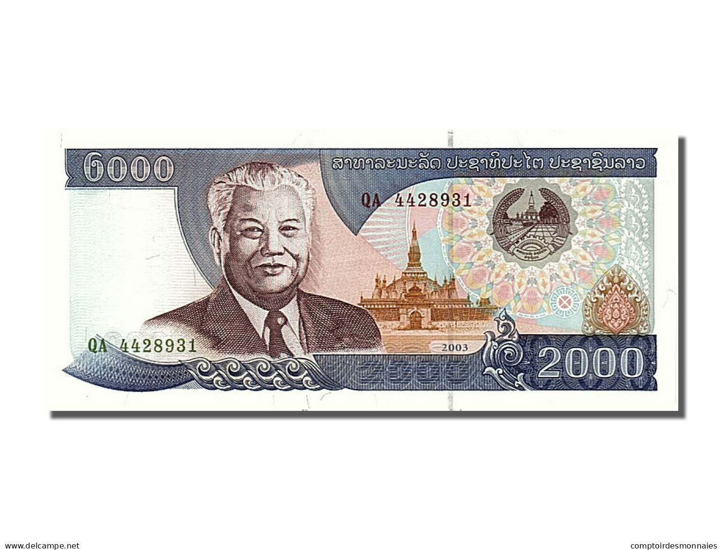 Billet, Lao, 2000 Kip, 2003, NEUF - Laos