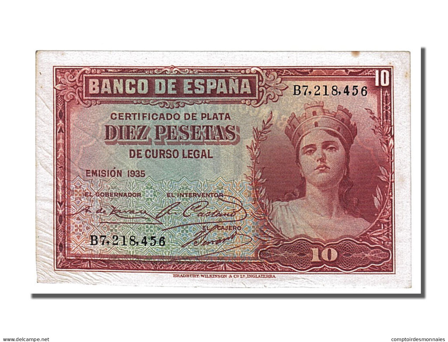 Billet, Espagne, 10 Pesetas, 1935, SUP - 10 Pesetas