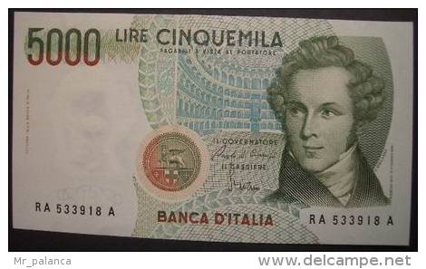 M_p> Repubblica Italiana Banconota 5000 Lire Tipo Vincenzo Bellini > Ciampi - Stevani 31 01 1985 - 5000 Lire