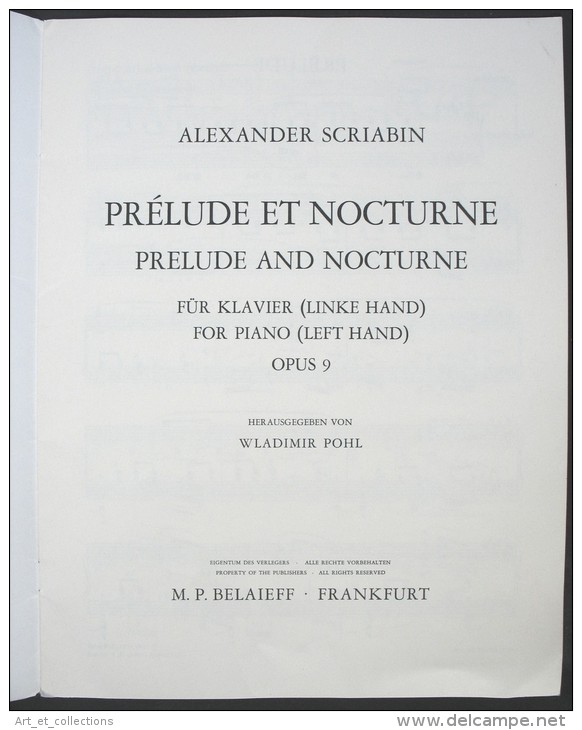 Prélude & Nocturne Pour Piano D’Alexander Scriabin - Instruments à Clavier