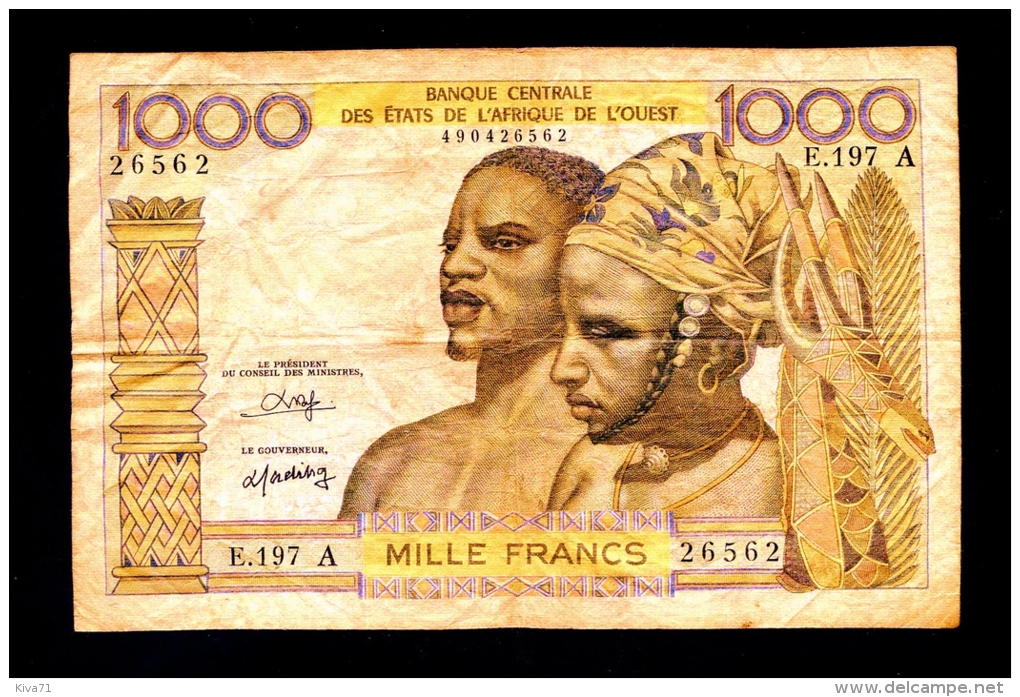 1000 Francs "COTE D´IVOIRE"  Lettre A 22 Avril 1942   F/VF TB+  Ble 52 - Côte D'Ivoire