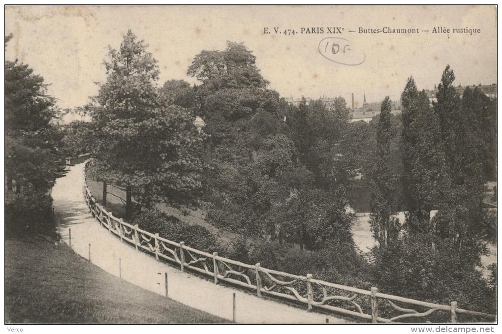 Carte Postale Ancienne PARIS : BUTTES CHAUMONT - Arrondissement: 19