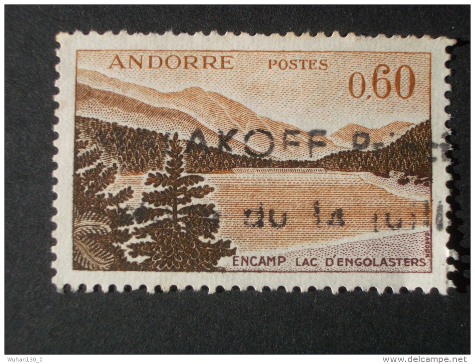 ANDORRE  Français  ( O )  De  1961 / 1971   "   Paysages - Lac D'ENGOLASTERS   "   N° 161 A   1 Val . - Oblitérés