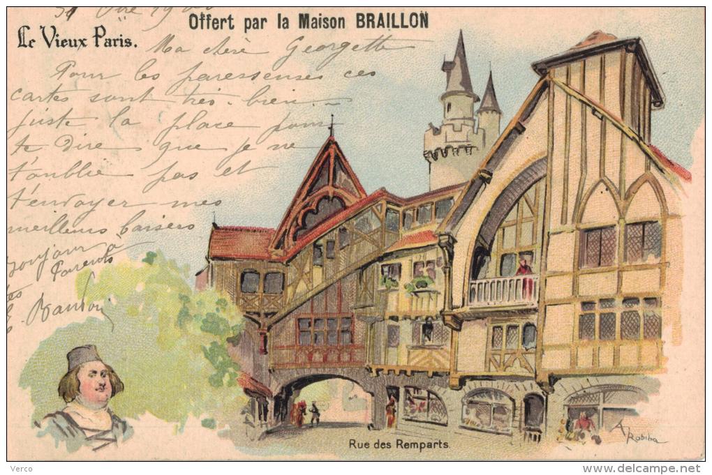 Carte Postale Ancienne PARIS :  Rue Des Remparts - Arrondissement: 20