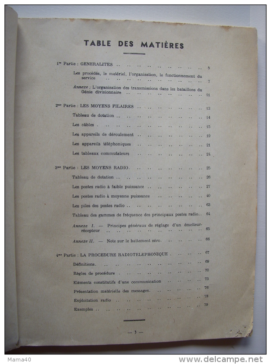 MILITARIA - NOTICE SUR LES MOYENS DE TRANSMISSIONS DU GENIE - 1953 - Ecole D'Application Du Génie - Autres & Non Classés