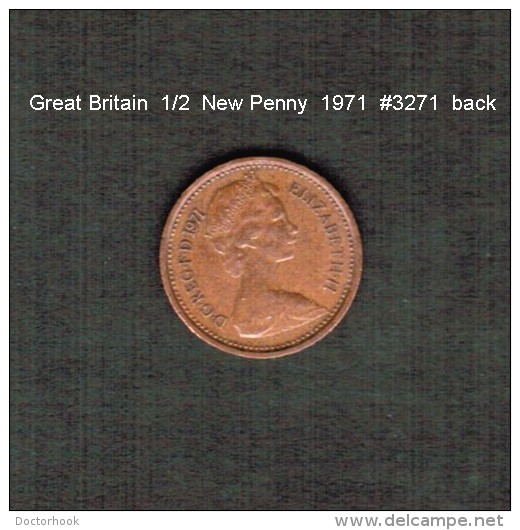 GREAT BRITAIN     1/2  NEW  PENNY  1971  (KM # 914) - 1/2 Penny & 1/2 New Penny