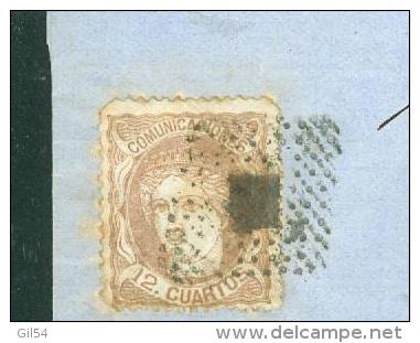 ESPAGNE YVERT N°112 Sur Lac De Zaragoza  Pour Paris En 1872     Phi15124 - Lettres & Documents