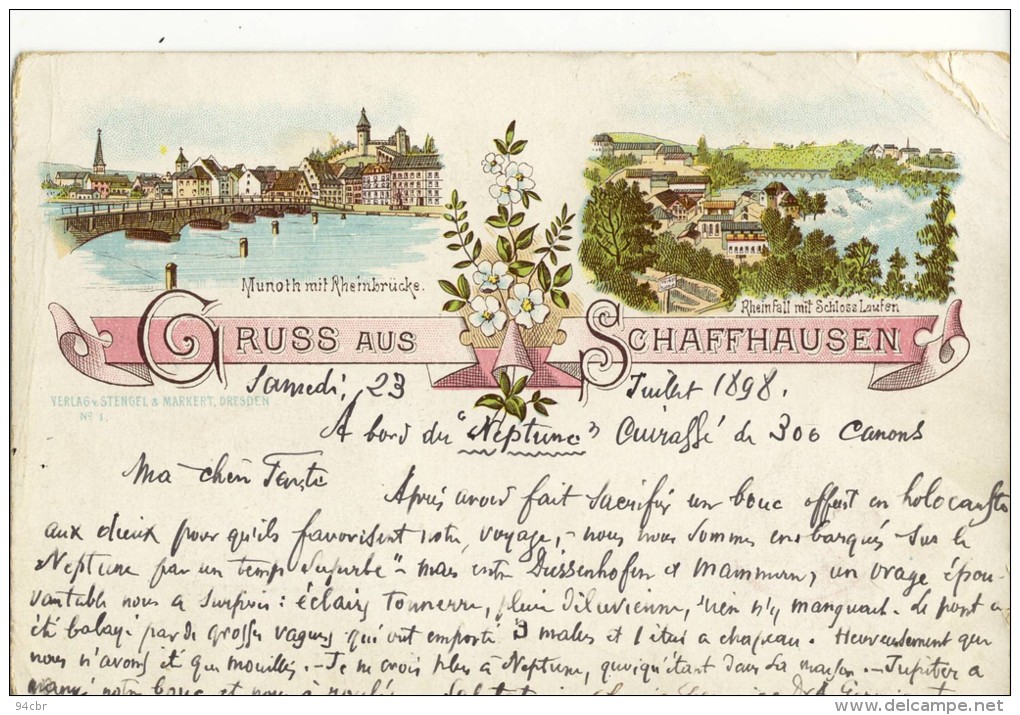 CPA (SUISSE) SCHAFFAUSEN  (litho) Defaut Coin Haut Droit - Autres & Non Classés