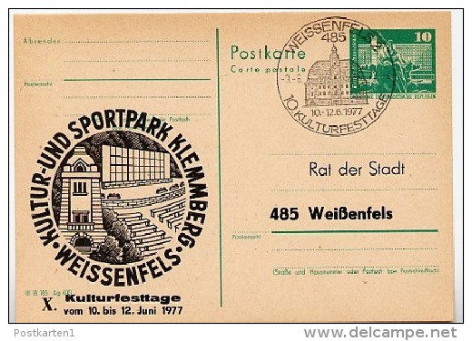 DDR P79-4b-77 C40-b Postkarte ZUDRUCK T.1 Sportpark Klemmberg Weißenfels Sost. 1977 - Private Postcards - Used