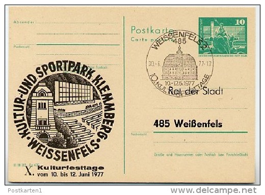 DDR P79-4d-77 C40-d Postkarte ZUDRUCK T.2 Sportpark Klemmberg Weißenfels Sost. 1977 - Privé Postkaarten - Gebruikt