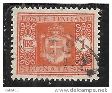 ITALIA REGNO ITALY KINGDOM 1945 LUOGOTENENZA TASSE TAXES SEGNATASSE SENZA FILIGRANA L. 1 TIMBRATO USED - Strafport