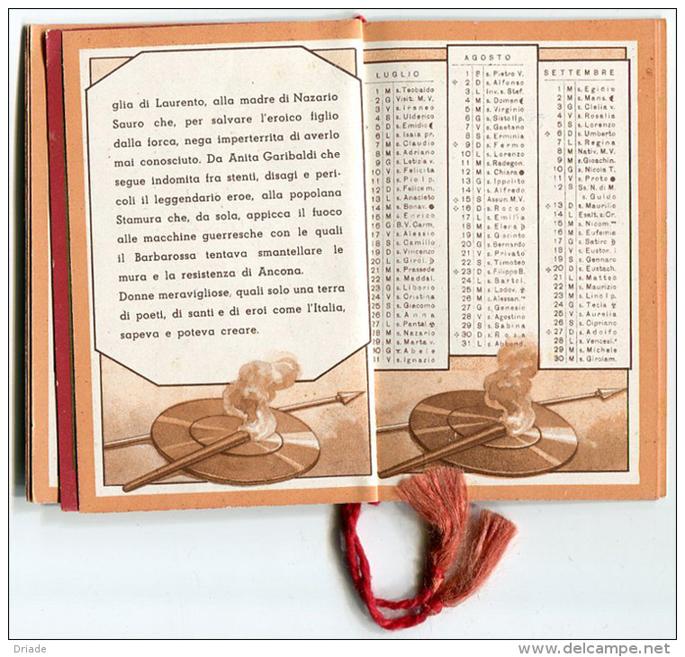 CALENDARIETTO EROINE D'ITALIA ANN0 1942 CALENDRIER