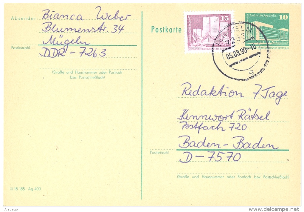 GERMANY. POSTAL STATIONARY WITH ADDITIONAL POSTAGE. 1990 - Otros & Sin Clasificación