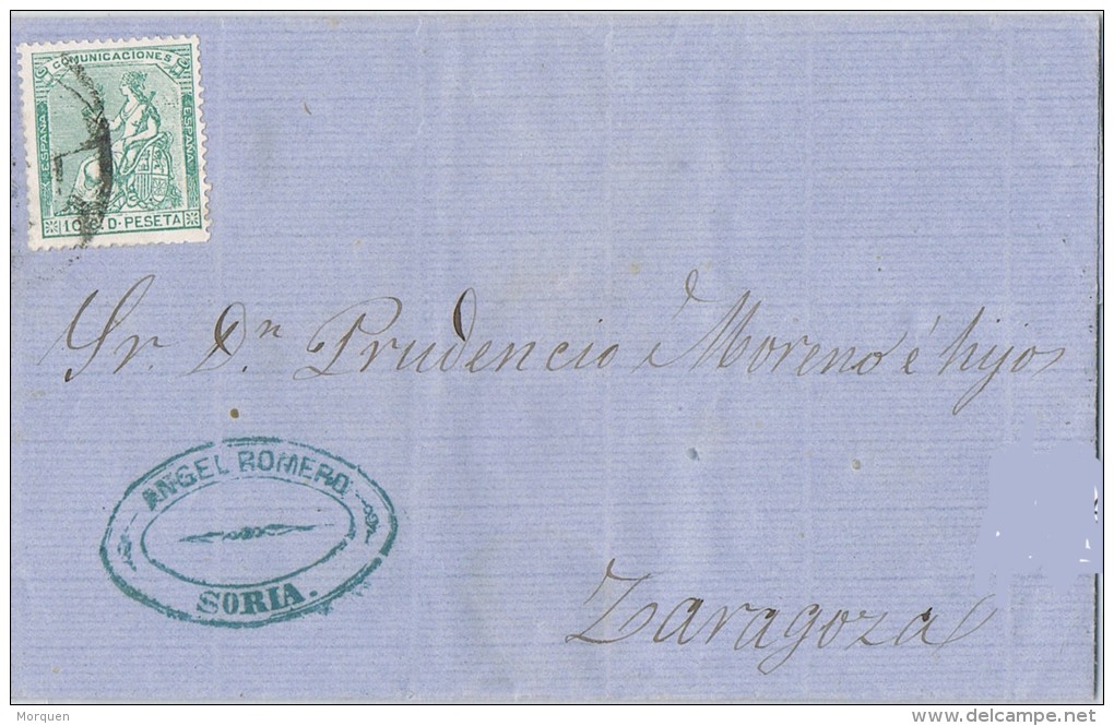 6183. Carta Entera SORIA 1873 A Zaragoza - Storia Postale