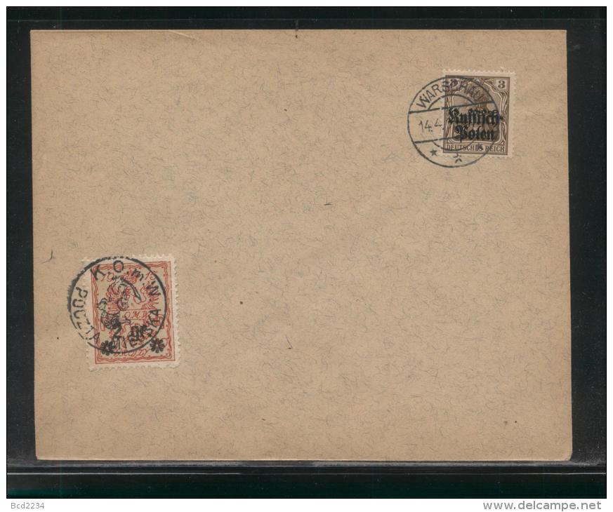 POLAND 1916 WARSAW 2GR LOCAL OVERPRINT COMBINATION 3PF RUSSICH POLEN GERMAN OCCUPATION ON COVER MERMAID - Covers & Documents