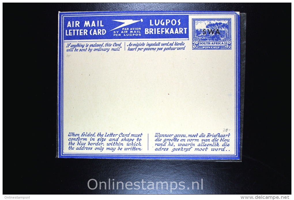 South Africa Surcharged SWA  Airmail Letter Card/ Lugpos Briefkaart Not Used - Africa Del Sud-Ovest (1923-1990)