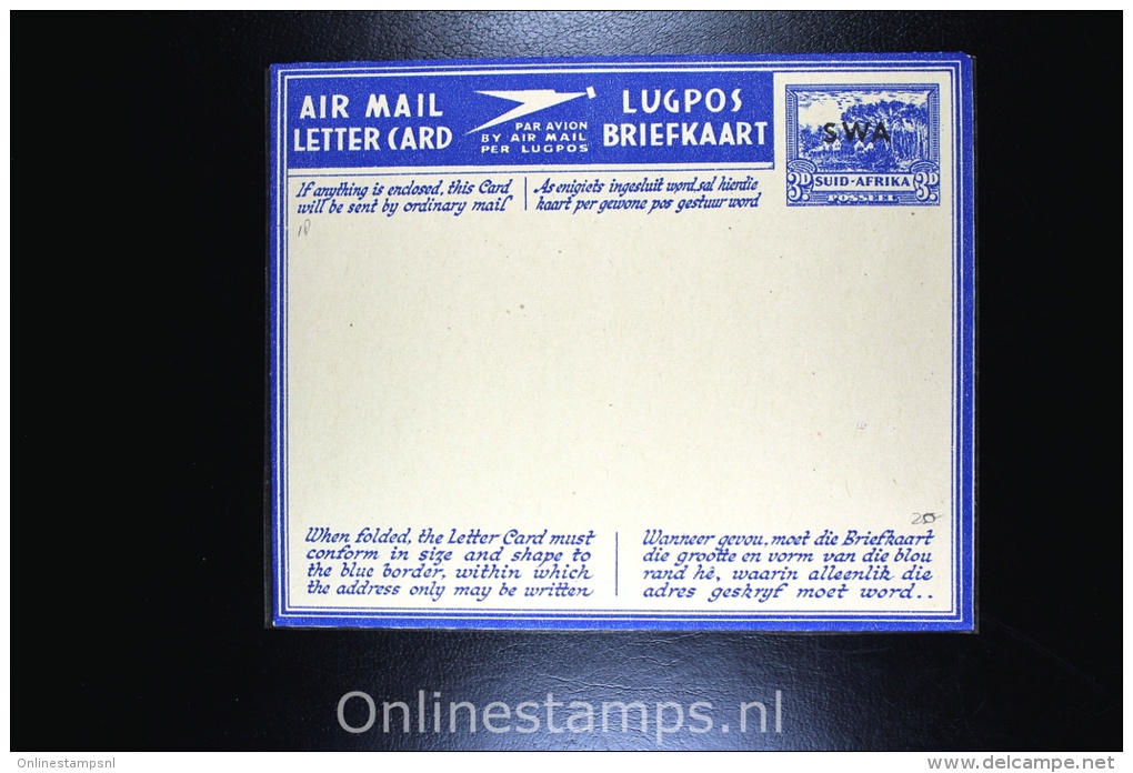 South Africa Surcharged SWA  Airmail Letter Card/ Lugpos Briefkaart Not Used - Africa Del Sud-Ovest (1923-1990)