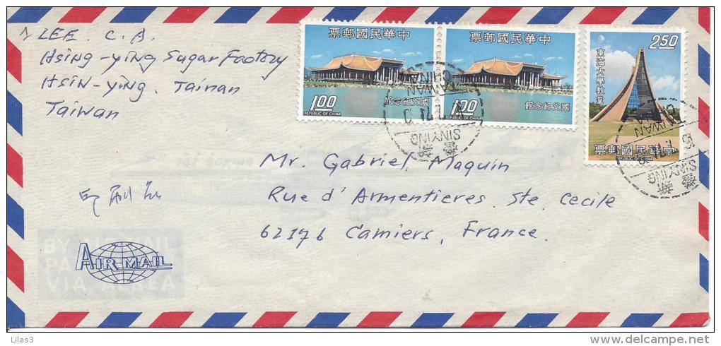 Taïwan 1971 Lettre Pour La France Timbres Monuments - Lettres & Documents