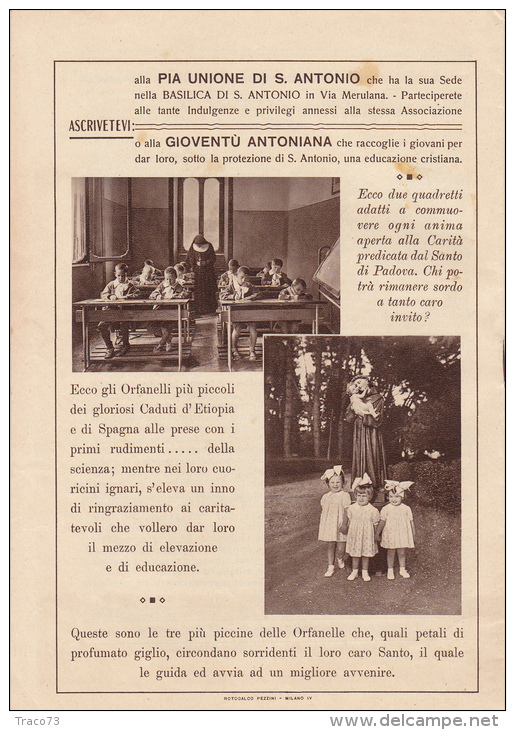 SANT´ANTONIO  /   Rivista "  La Voce Di S. Antonio "  Organo Ufficiale Della Pia Unione E Della Gioventù _ 13  Apr. 1939 - Altri & Non Classificati