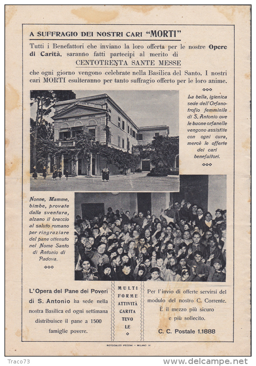 SANT´ANTONIO  /   Rivista "  La Voce Di S. Antonio "  Organo Ufficiale Della Pia Unione E Della Gioventù _ 13  Mar. 1941 - Autres & Non Classés