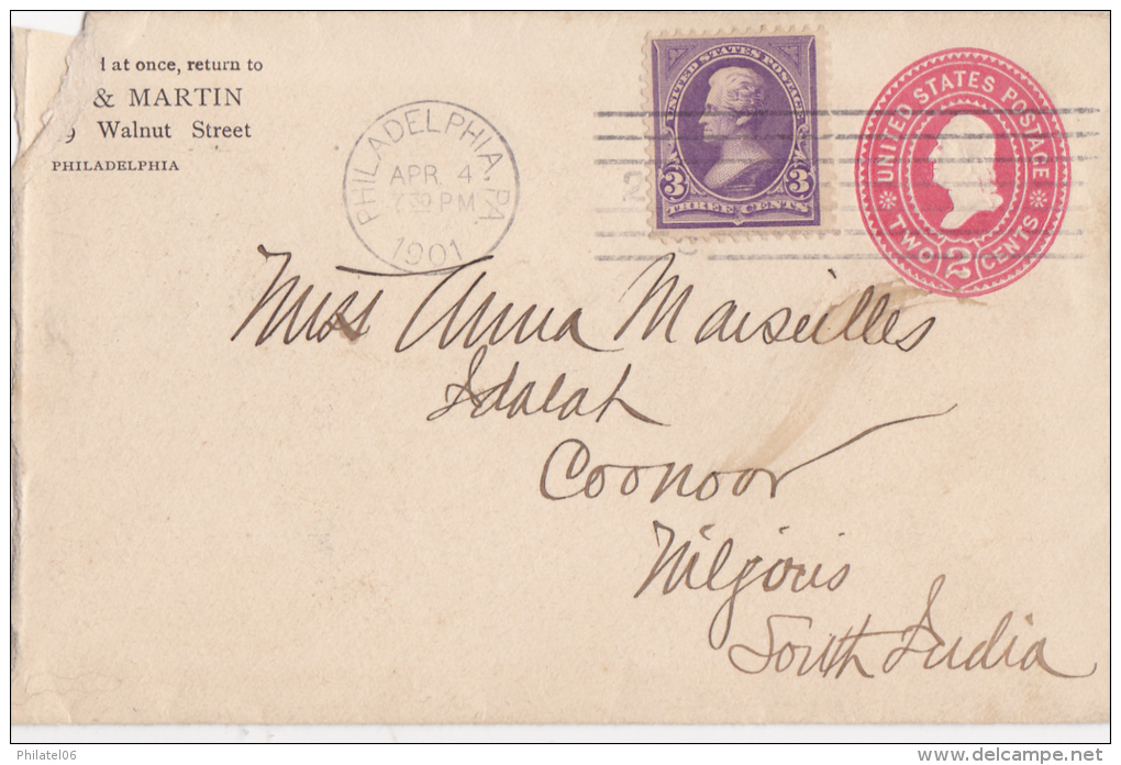 ETATS UNIS  ENTIER POSTAL AVEC COMPLEMENT  CACHET D'ARRIVEE - 1901-20