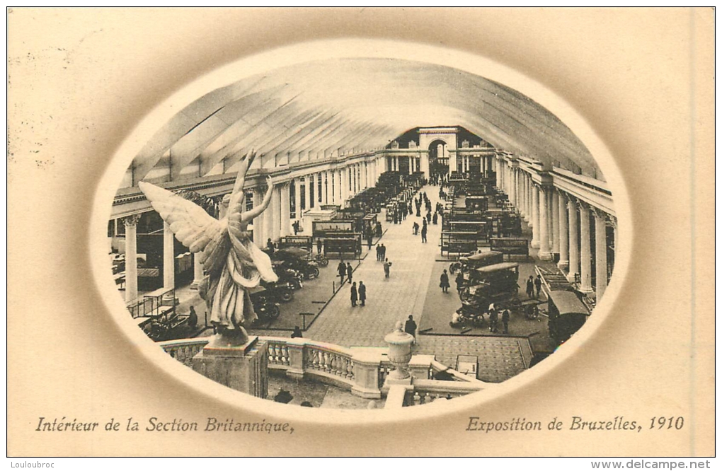 BRUXELLES EXPOSITION 1910 INTERIEUR  SECTION BRITANNIQUE AVEC CACHET POSTAL ENVOYEE A POUPEHAN SUR SEMOIS HOTEL DANLOY - Universal Exhibitions