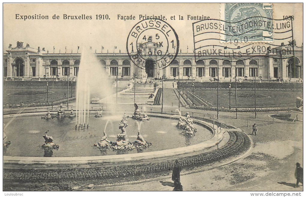 BRUXELLES EXPOSITION 1910 FACADE PRINCIPALE  AVEC CACHET POSTAL ENVOYEE A POUPEHAN SUR SEMOIS HOTEL DANLOY - Weltausstellungen