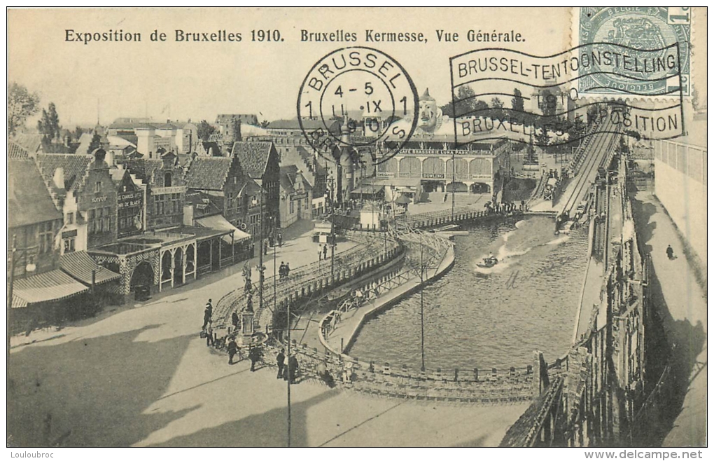 BRUXELLES EXPOSITION 1910 VUE GENERALE AVEC CACHET POSTAL ENVOYEE A POUPEHAN SUR SEMOIS HOTEL DANLOY - Expositions Universelles