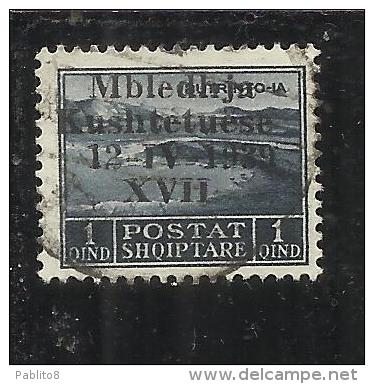 ALBANIA 1939 ASSEMBLEA COSTITUENTE 1 Q TIMBRATO USED - Albania