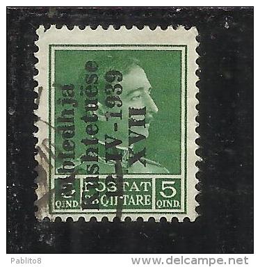 ALBANIA 1939 ASSEMBLEA COSTITUENTE 5 Q TIMBRATO USED - Albania