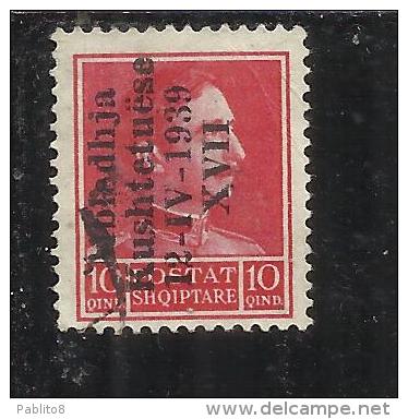 ALBANIA 1939 ASSEMBLEA COSTITUENTE 10q USATO USED OBLITERE' - Albania