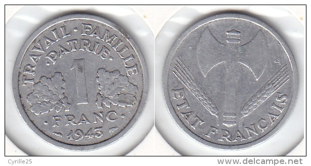 1 FRANC  Alu 1943 ETAT FRANCAIS - Autres & Non Classés